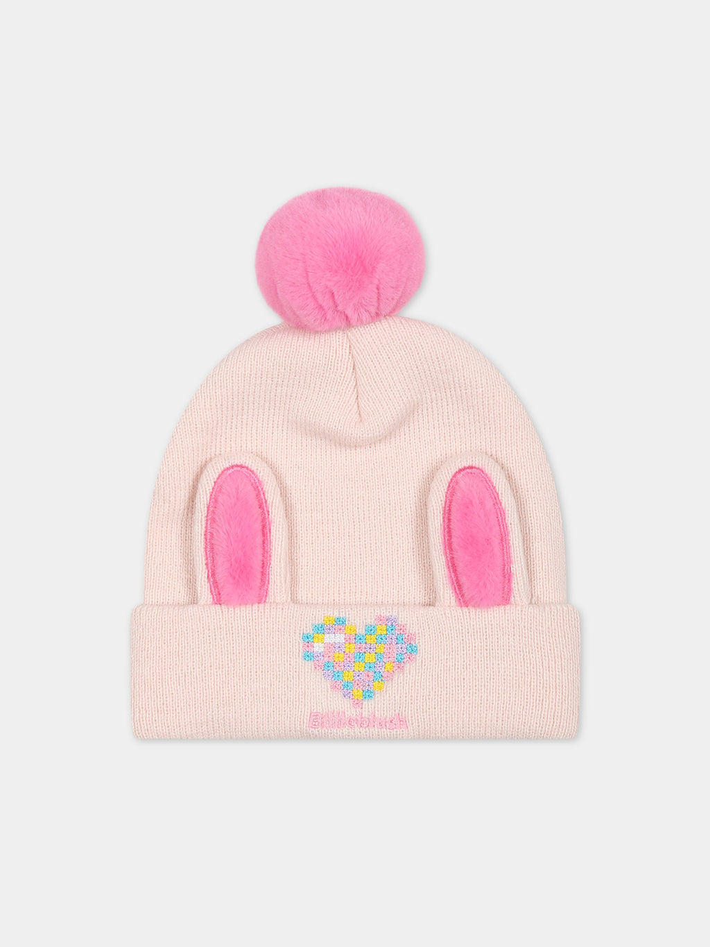 Chapeau rose pour bébé fille avec logo et coeur